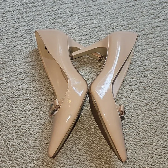 Nine West Nude Patent Pointed-Toe Pumps - Picture 9 of 10